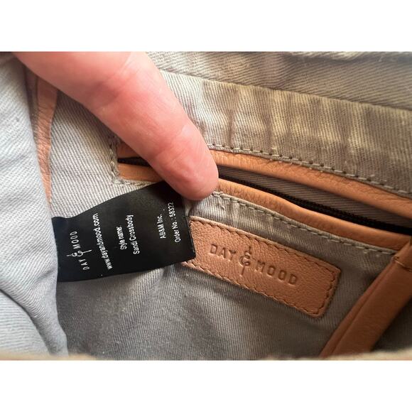 Small Day & Mood "Tribal-Like" Embossed Leather Crossbody Saddle Bag - Picture 3 of 12